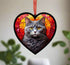 British Shorthair Cat Stained Glass Effect Heart Suncatcher
